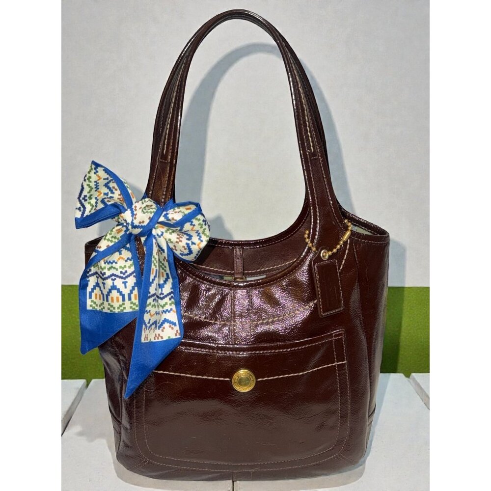 Coach 65th Anniversary Ergo Tote 11012 Brown Patent Calf Leather Shoulder Bag